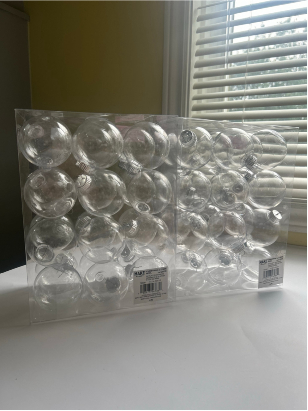 NEW 2 Sets Make Market Clear Plastic Round Ornaments 24-Piece Sets - Picture 4 of 6